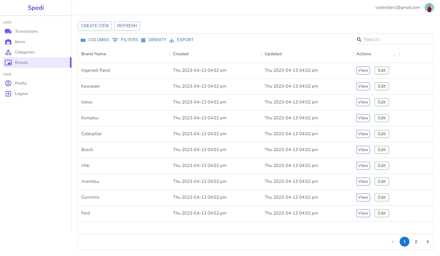 Warehouse Inventory System screenshot